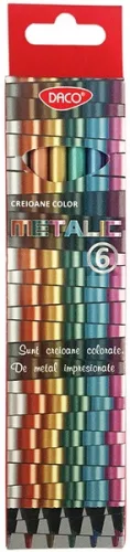 Színesceruza készlet Daco "Metallic" 6 szín|hengeres test, CC606