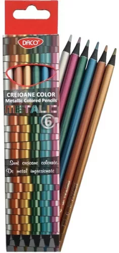 Színesceruza készlet Daco "Metallic" 6 szín|hengeres test, CC606