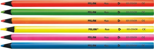 Színesceruza készlet fekete fa, háromszög test Milan 6 fluo szín|fekete fa, fluo színek 0752306