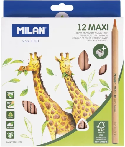Színesceruza készlet vastag, háromszög test Milan 262 12 szín|Maxi, 262FSC, háromszög,