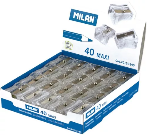 Hegyező 1 lyukú, műanyag, maxi Milan "Maxi|Maxi, műanyag 1-es, 40 db/doboz