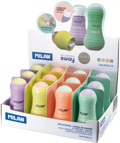 Hegyező 1 lyukú, tartályos, radírral Milan "Sway" Pastel|tartályos radírral 4723112