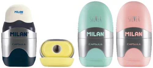 Hegyező 1 lyukú, tartályos, radírral Milan "Capsule" Silver|tartályos radírral 4714112