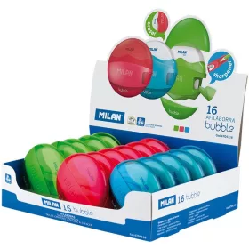   Hegyező 1 lyukú, tartályos, radírral Milan "Bubble|tartályos 4704116, 16 db/dispay