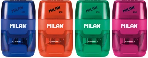 Hegyező 2 lyukú, tartályos, radírral Milan "Compact|tartályos radírral, 16db/display