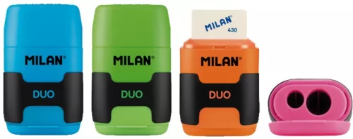 Hegyező 2 lyukú, tartályos, radírral Milan "Compact" Touch|tartály+radír,gumírozott test,16db/dpl