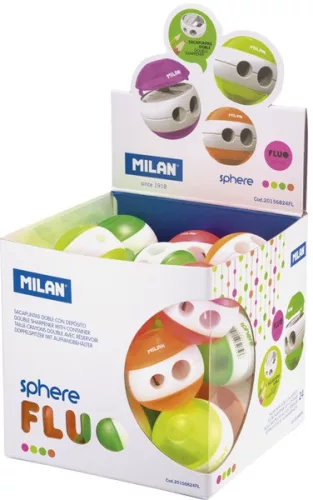 Hegyező 2 lyukú, tartályos Milan "Sphere" Fluo|tartályos, 24 db/display, 20156212
