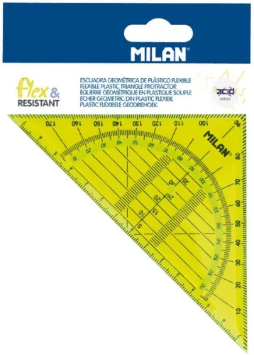 Vonalzó 45° 14 cm geometrikus Milan "Flex" Acid sárga|Geo háromszög, sárga, Acid, 354G816