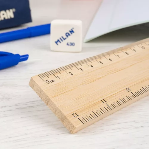 Vonalzó 30 cm fa Milan "Bamboo|cm és inch, 353701BMB