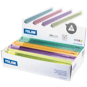   Vonalzó 15 cm háromszögletű Milan "New Look" vegyes színek|műanyag, New Look, pasztell, 351260LK2