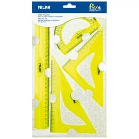   Vonalzókészlet 4 db-os Milan "Flex" Acid sárga|4 db-os, 30cm+60/180+45/130+180/100)