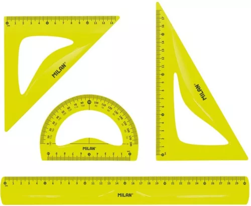 Vonalzókészlet 4 db-os Milan "Flex" Acid sárga|4 db-os, 30cm+60/180+45/130+180/100)