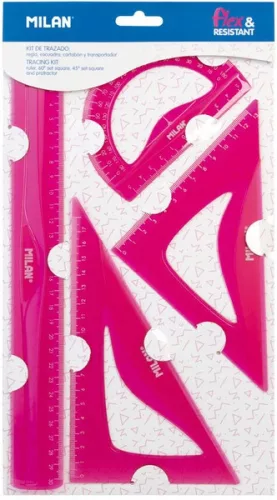 Vonalzókészlet 4 db-os Milan "Flex" Acid rózsaszín|4 db-os, 30cm+60/180+45/130+180/100)