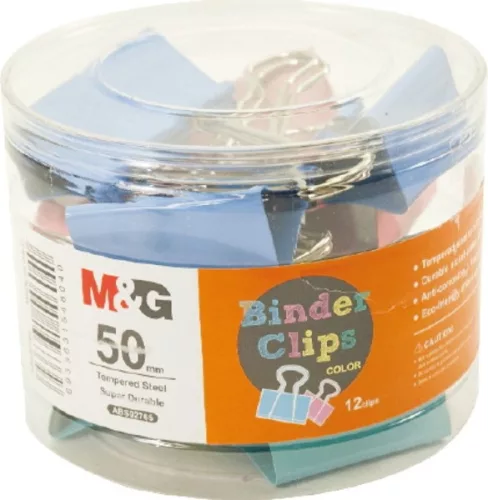 Bindercsipesz 50 mm 12 db/doboz M&G vegyes színek|12 db-os henger, ABS92765