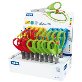   Olló, iskolai 6,5 cm rugós nyél Milan|18 db/display, 1489818