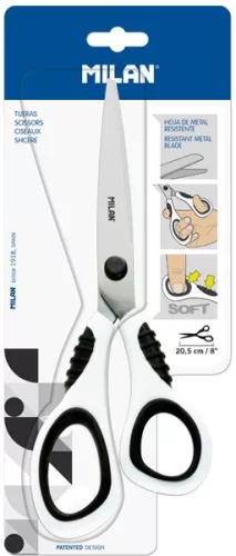 Olló, irodai 20,5 cm Milan BWM10150 fehér|20,5cm, BWM10150