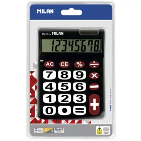   Számológép asztali 8 számjegy Milan 151708 fekete|8 digit, fekete-fehér-piros, 151708BL