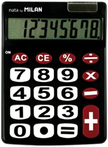 Számológép asztali 8 számjegy Milan 151708 fekete|8 digit, fekete-fehér-piros, 151708BL