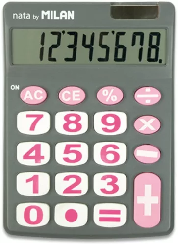 Számológép asztali 8 számjegy Milan 151708 szürke|8 digit, szürke-fehér-rózsa, 151708GBL