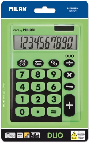 Számológép asztali 10 számjegy Milan 150610 "Duo" Touch zöld|10-digit, zöld, 150610TDGRBL
