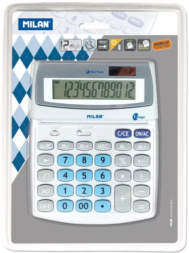 Számológép asztali, 12 számjegy Milan 152512 fehér|12-digit, 152512BL