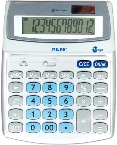 Számológép asztali, 12 számjegy Milan 152512 fehér|12-digit, 152512BL
