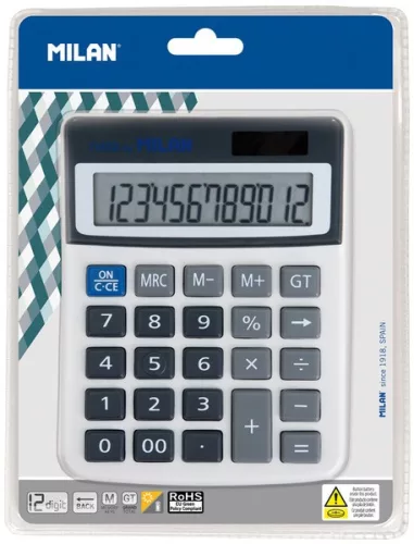 Számológép asztali, 12 számjegy Milan 40925 szürke|12 digit, szürke, 40925BL