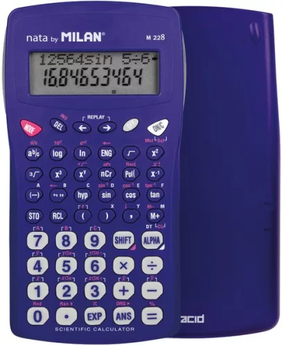 Számológép tudományos, 10+2 számjegy Milan M228 "Acid" kék|228 funkciós, kék, 159005BBL