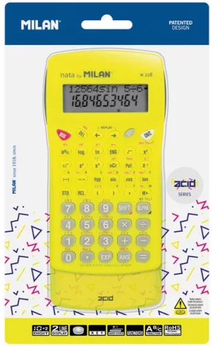 Számológép tudományos, 10+2 számjegy Milan M228 "Acid" sárga|228 funkciós, sárga, 159005YBL