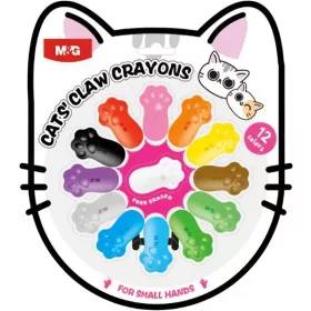   Zsírkréta, mancs forma M&G "Cat's Claw" 12 szín|mini, mancs forma, ajándék radír