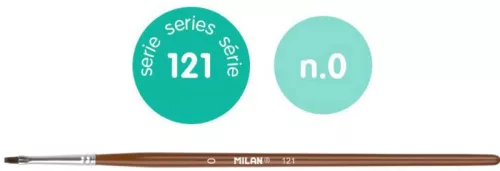 Ecset 0-s lapos, póniszőr 12 db/csomag Milan 121|12db/cs, 0412100 póniszőr,lapos ecset