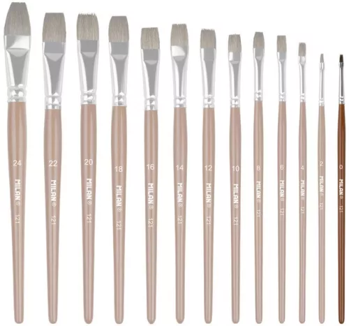 Ecset 0-s lapos, póniszőr 12 db/csomag Milan 121|12db/cs, 0412100 póniszőr,lapos ecset