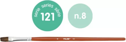 Ecset 8-as lapos, póniszőr 6 db/csomag Milan 121|6db/cs, 0412108 póniszőr,lapos ecset