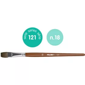   Ecset 18-as lapos, póniszőr 6 db/csomag Milan 121|6db/cs, 0412118 póniszőr,lapos ecset