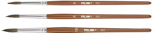 Ecsetkészlet 3 db (6, 8, 10) póniszőr Milan|1 db 6-os+1 db 8-as+1 db 10-es, BWM10023