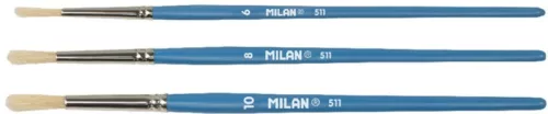 Ecsetkészlet 3 db (6, 8, 10) sertéssörte Milan|1 db 6-os, 8-as, 10-es 511-es ecset