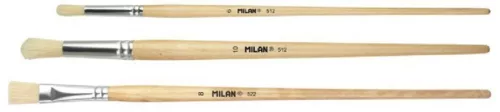 Ecsetkészlet 3 db (6, 8, 10) sertéssörte Milan|1 db 6-os, 1 db 8-as, 1 db 10-es