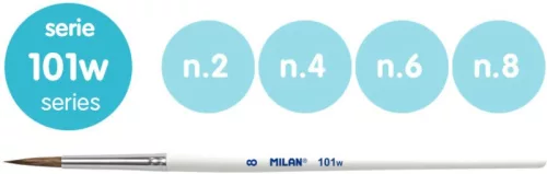 Ecsetkészlet 3 db (2, 4, 6, 8) póniszőr Milan|fehér fogórész, Póni 2/4/6/8, BWM10468
