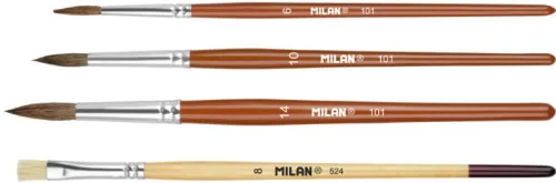 Ecsetkészlet 4 db (4, 10, 16) póniszőr és sertéssörte Milan|Póni 4/10/16, Sertéssörte 8, BWM10462