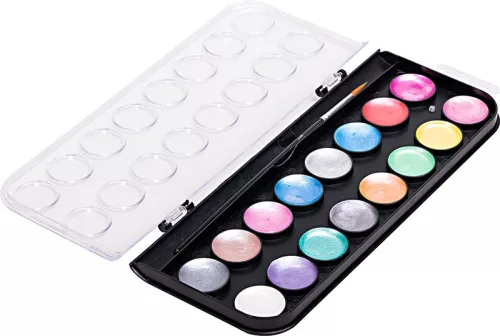 Vízfesték 23 mm, ajándék ecset Daco 16 metál szín|színek, 23 mm, ecsettel, AR160