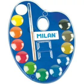   Vízfesték 25 mm keverőpalettával, ajándék ecset Milan 12 szín|keverőpalettás+ 1db ecset 25 mm, 53412