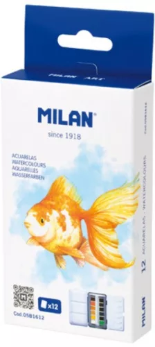 Vízfesték, fém dobozos Milan "Art" 12 szín|Tégelyes, palettával, 05B1612