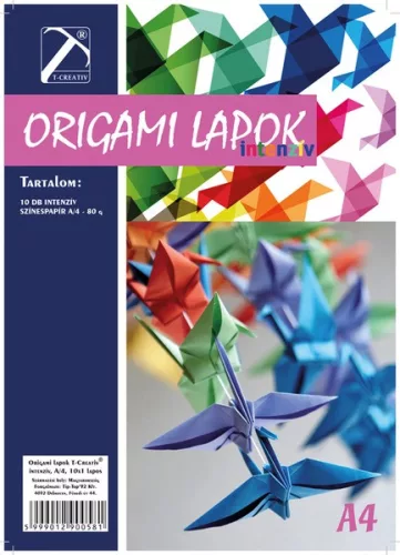 Origami papír A/4 T-Creativ 10 intenzív szín|intenzív, 10 lapos, 25 db/csomag