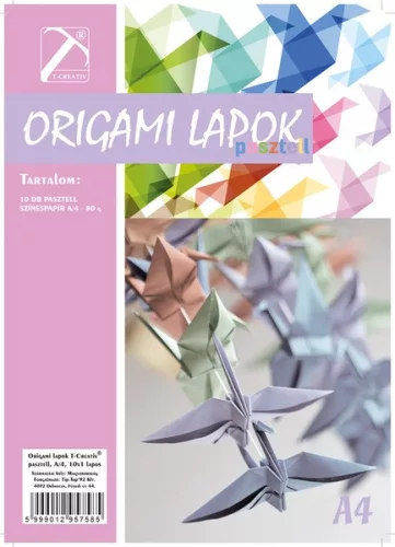 Origami papír A/4 T-Creativ 10 pasztell szín|pasztell, 10 lapos, 25 db/csomag