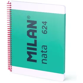   Spirálfüzet A/4 80 lapos, vonalas Milan "Nata 624" zöld|zöld, vonalas, 80 lap, 57042E80GR