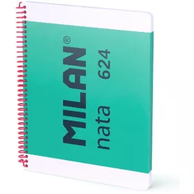   Spirálfüzet A/4 80 lapos, sima Milan "Nata 624" zöld|zöld, sima, 80 lap, 57041E80GR
