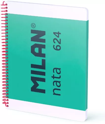 Spirálfüzet A/4 80 lapos, sima Milan "Nata 624" zöld|zöld, sima, 80 lap, 57041E80GR