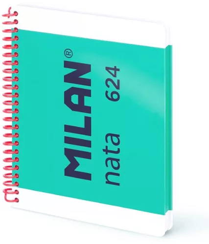 Spirálfüzet A/5 80 lapos, négyzetrácsos Milan "Nata 624" zöld|zöld, négyzetr., 80 lap, 57053E80GR