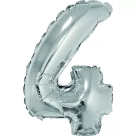   Számos léggömb, 4-es 85 cm Daco ezüst|metál fólia, papír pálcával, BL854AG