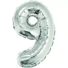   Számos léggömb, 9-es 85 cm Daco ezüst|metál fólia, papír pálcával, BL859AG